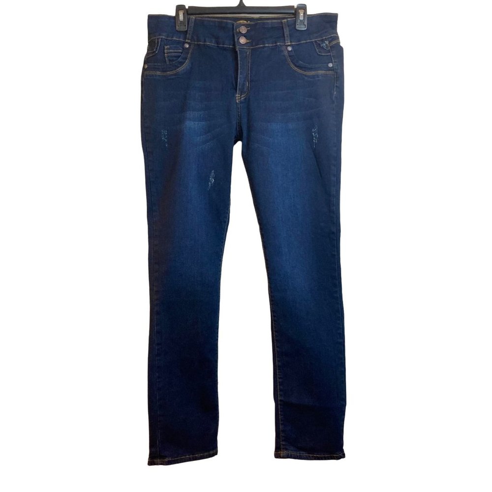 Plastic Jeans Distressed Dark Wash Denim Size 19/20